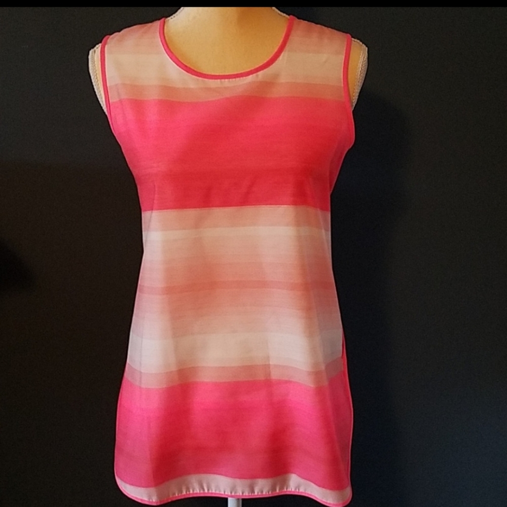 Vince Camuto Pink Striped Sleeveless Top - Picture 2 of 6